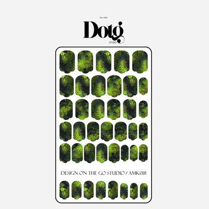 Neon Green Snake Skin Nail Wraps • Reptile Texture Statement Nails  • Pedicure & Manicure Stickers
