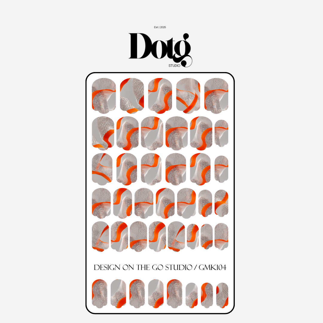Orange Swirl Nail Wraps • Minimalist Sheer Abstract Strips • Manicure & Pedicure Stickers