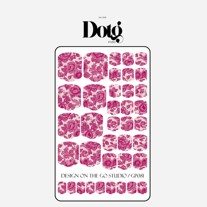 Floral Lace Nail Polish Wraps DIY Manicure & Pedicure Fuchsia Vintage Nail Stickers Decal Strips