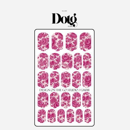 Floral Lace Nail Polish Wraps DIY Manicure & Pedicure Fuchsia Vintage Nail Stickers Decal Strips