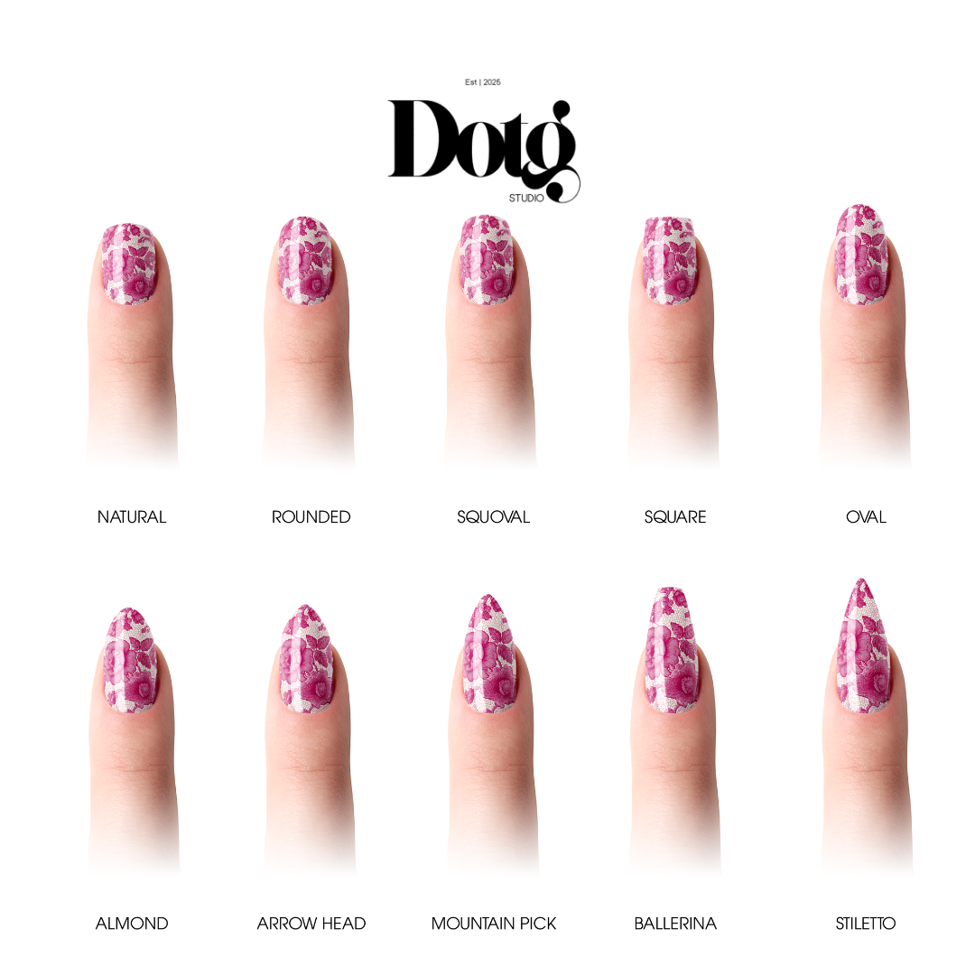 Floral Lace Nail Polish Wraps DIY Manicure & Pedicure Fuchsia Vintage Nail Stickers Decal Strips