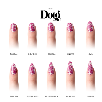 Floral Lace Nail Polish Wraps DIY Manicure & Pedicure Fuchsia Vintage Nail Stickers Decal Strips