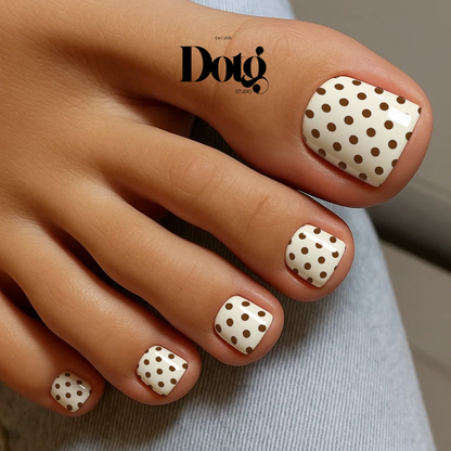 Cream Polka-Dot Nail Wraps DIY Manicure Stickers Retro Nail Decal Strips
