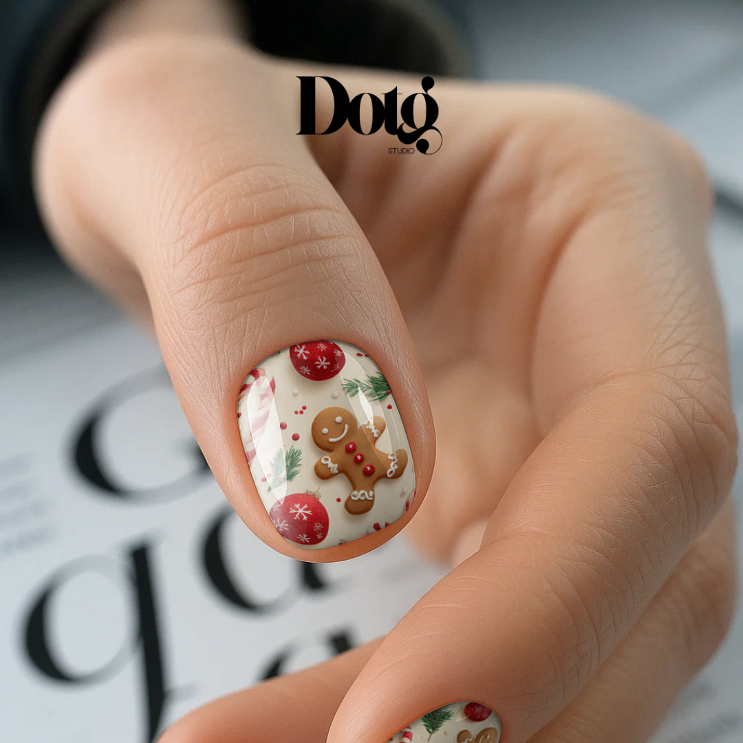 Gingerbread Nail Polish Wraps DIY Christmas Manicure Stickers Nail Decal Strips