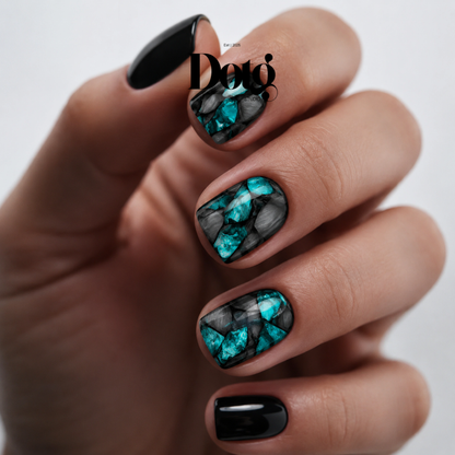 Green Stone Nail Polish Wraps DIY Manicure & Pedicure Mosaic Glass Nail Stickers Decal Strips