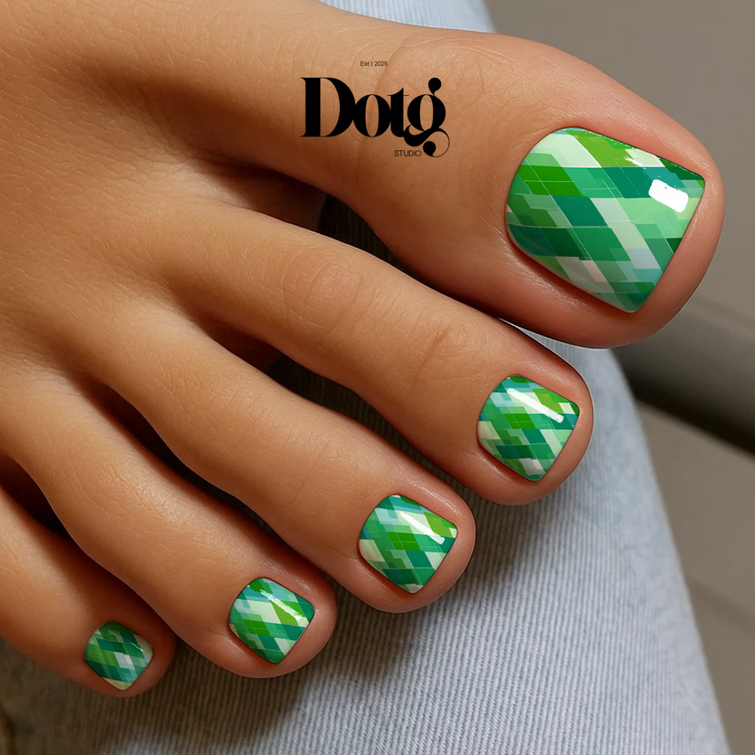St. Patrick's Day Green Argyle Nail Wrap DIY Manicure & Pedicure Stickers Nail Decal Strips