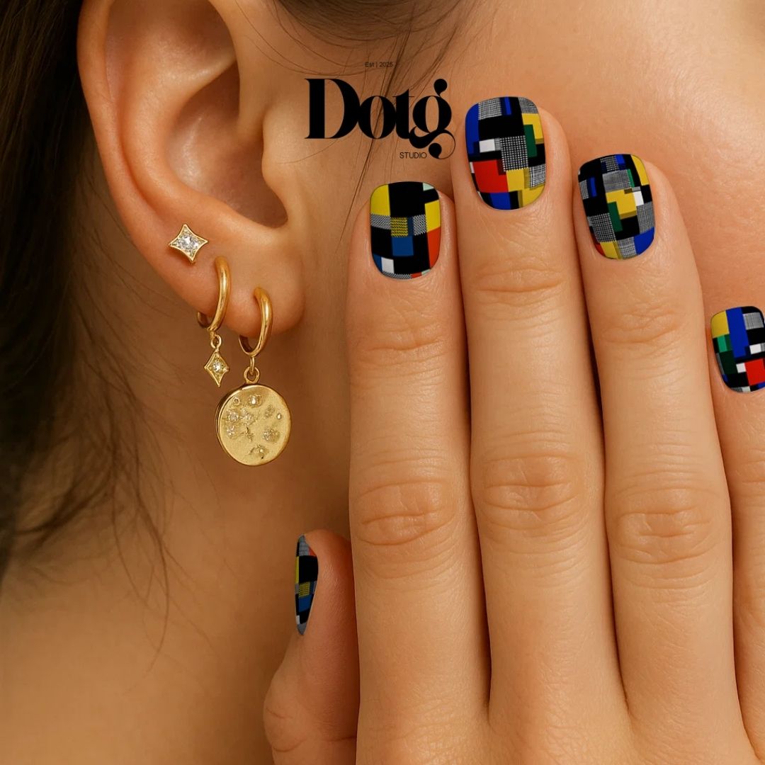 Nail Wrap Modern Mondrian Decals DIY At-Home Geometric Manicure & Pedicure Stickers for Her