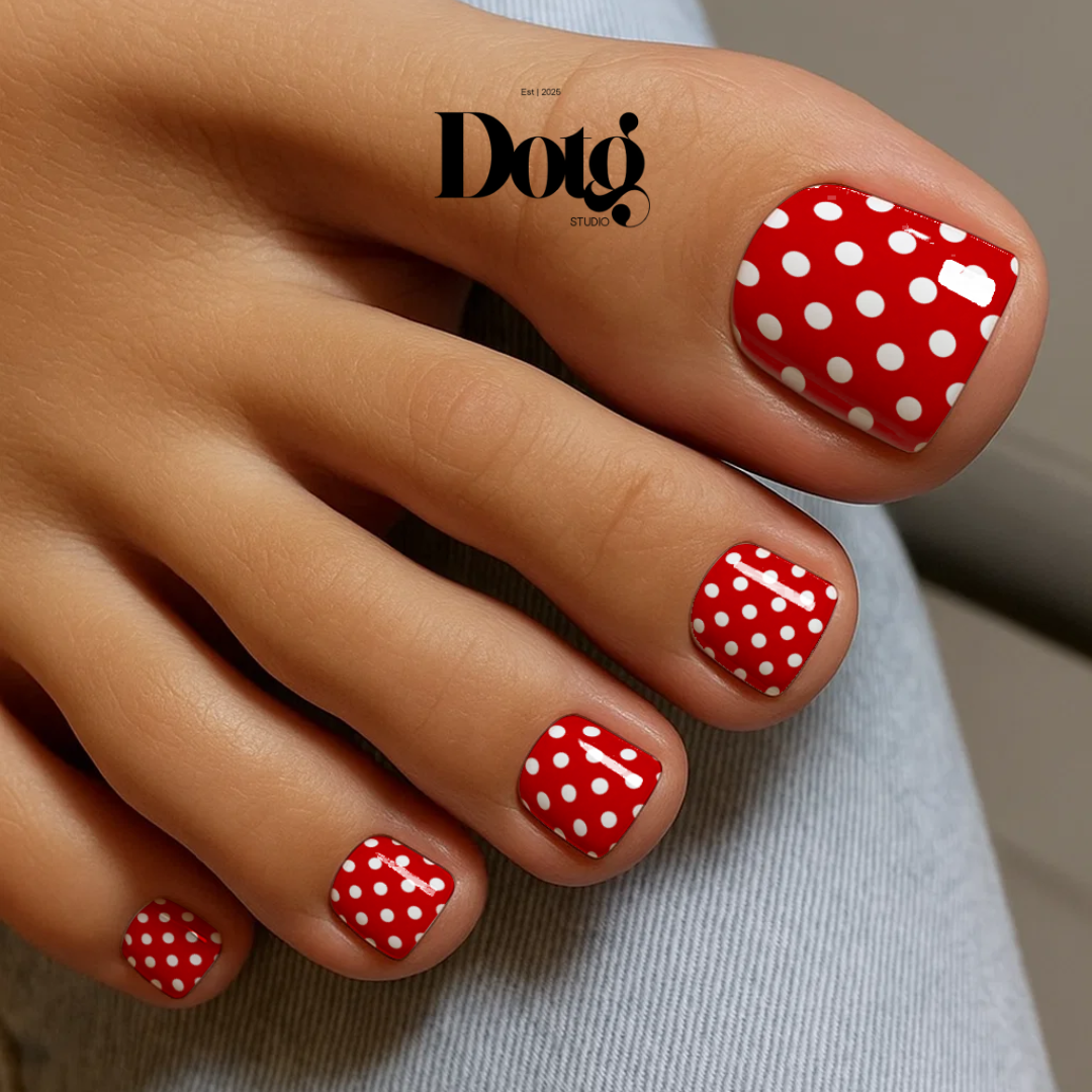 Red Polka-Dot Nail Wraps DIY Manicure Stickers Retro Nail Decal Strips