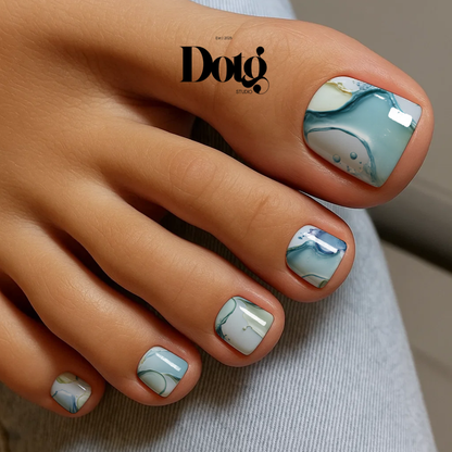 Blue Marble Nail Wraps Abstract Pedicure & Manicure Water Design Aqua Nail Stickers Gel Alternative