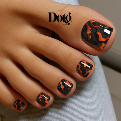 Dark Orange Camo Nail Wraps DIY Manicure Stickers Army Nail Decal Strips