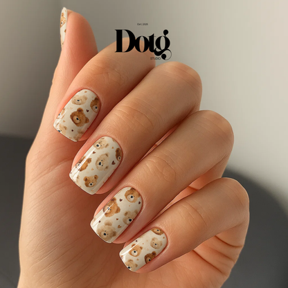 Teddy Bear Hearts Nail Polish Wraps DIY Manicure & Pedicure Stickers Nail Decal Strips
