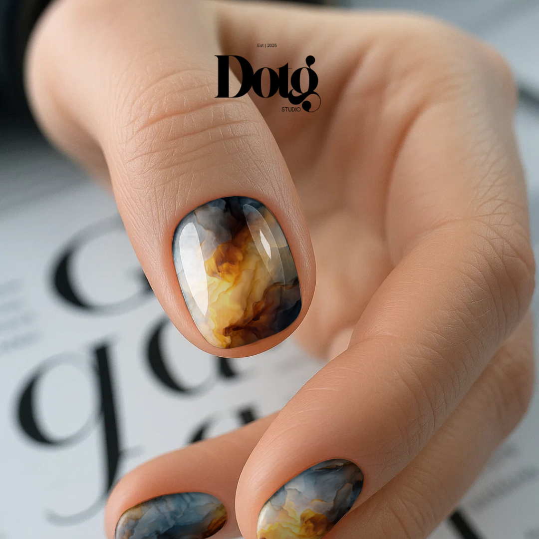 Amber Smoke Print Nail Polish Wraps DIY Manicure & Pedicure Floral Stickers Gift for Her