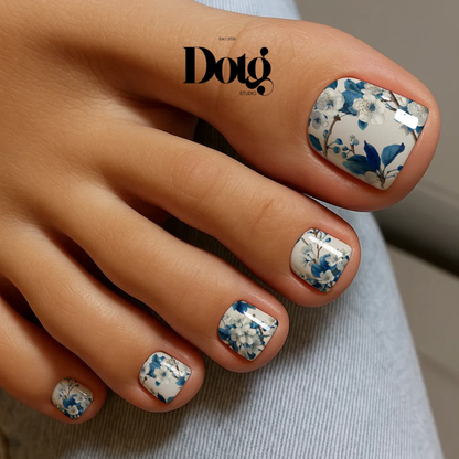 Blue Botanicals Nail Wraps DIY Manicure & Pedicure Stickers Spring Nail Decal Strips
