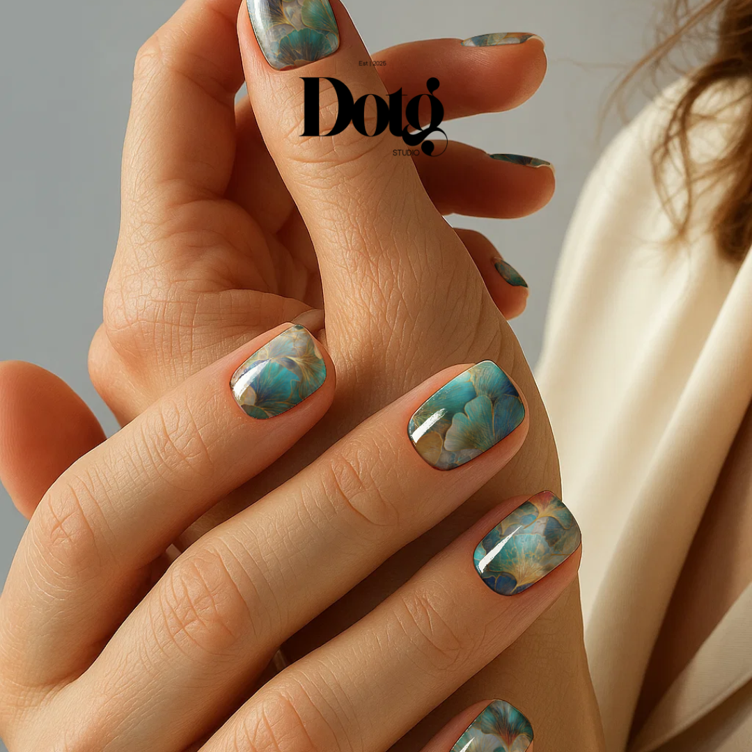 Teal Gold Nail Polish Wraps DIY Manicure & Pedicure Stickers Nail Decal Strips