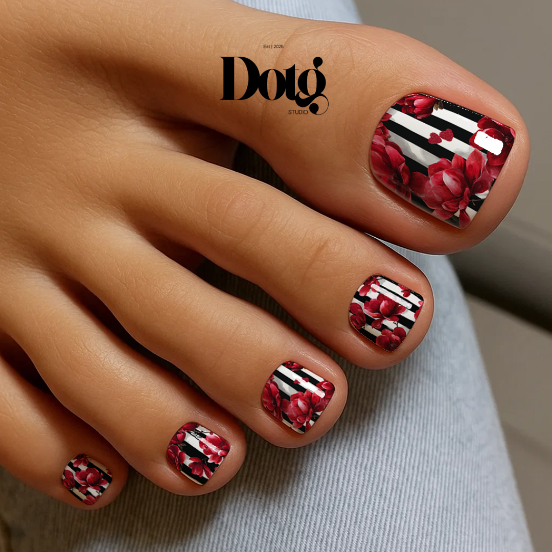 Ruby Magnolia Nail Wraps DIY Manicure & Pedicure Nail Stickers Decal Strips