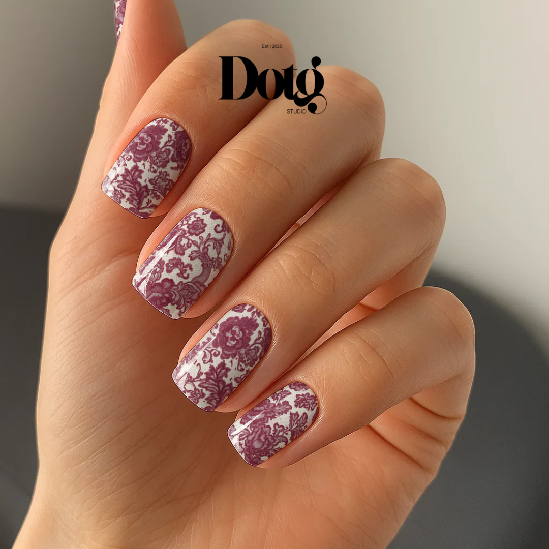 Burgundy Lace Nail Wraps DIY Manicure & Pedicure Nail Stickers Decal Strips