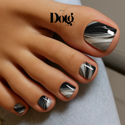 Black Marble Nail Wraps Abstract Pedicure & Manicure Stone Texture Design Nail Stickers Gel Alternative