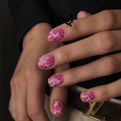 Floral Lace Nail Polish Wraps DIY Manicure & Pedicure Fuchsia Vintage Nail Stickers Decal Strips