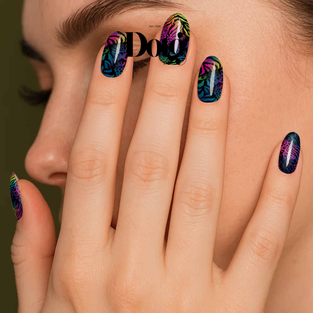 Neon Animal Print Nail Polish Wraps DIY Manicure & Pedicure Stickers Nail Decal Strips