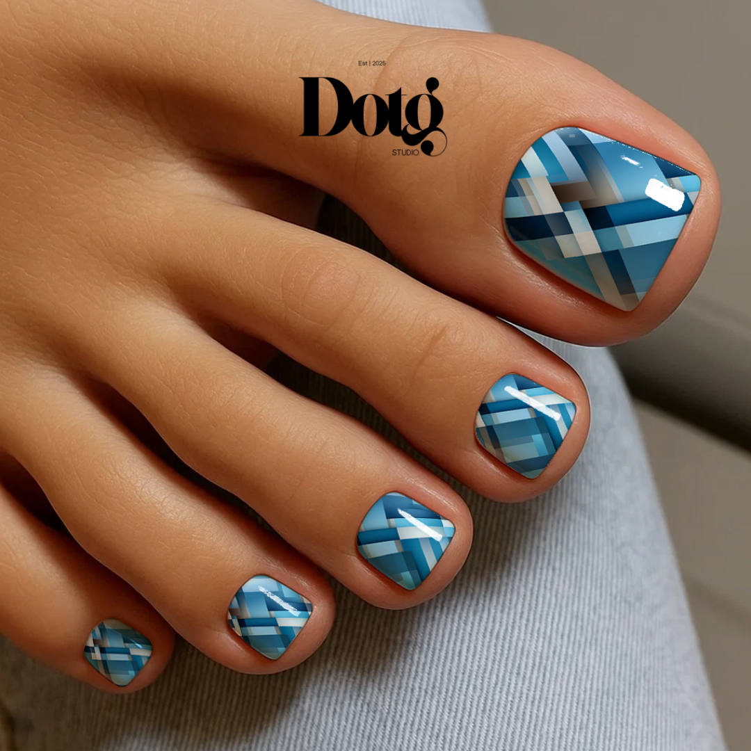 Blue Plaid Nail Wrap DIY Manicure & Pedicure Nail Stickers Decal Strips