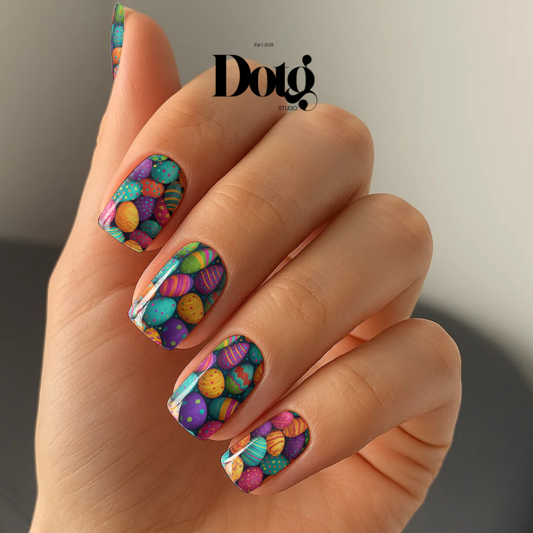 Colorful Easter Eggs Nail Polish Wraps DIY Manicure & Pedicure Stickers Nail Decal Strips