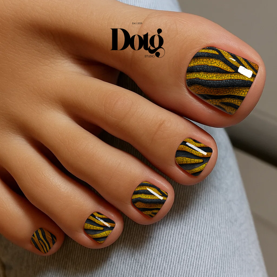 Golden Tiger Nail Wraps DIY Manicure Stickers Animal Print Nail Decal Strips