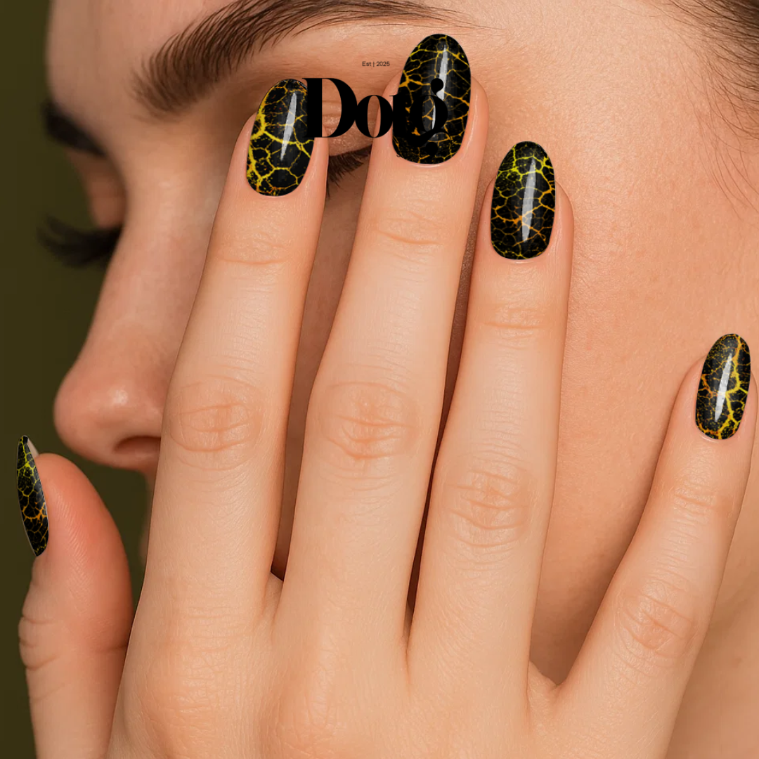 Gold Crackle Stone Nail Polish Wraps DIY Manicure & Pedicure Stickers Nail Decal Strips