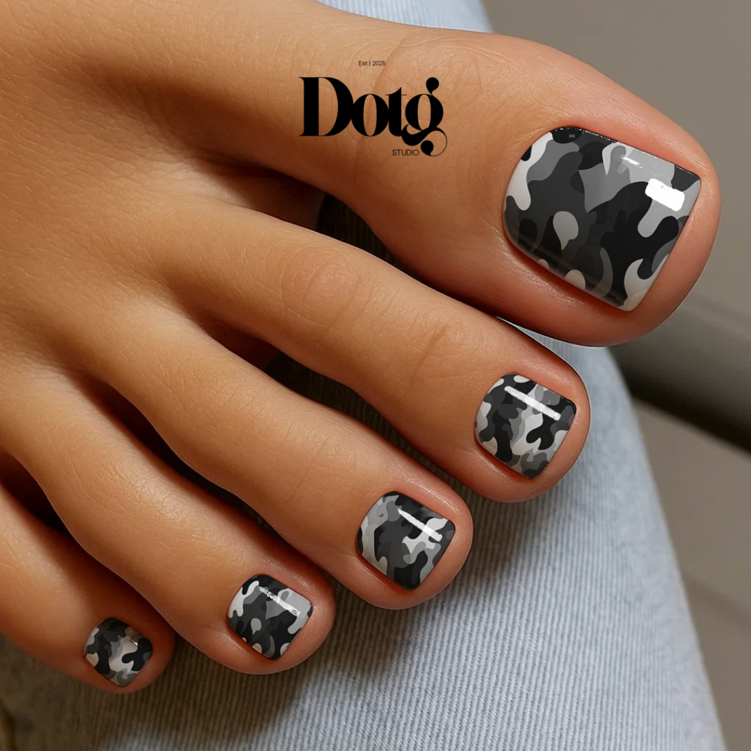 Gray Camo Nail Wraps DIY Manicure Stickers Army Nail Decal Strips