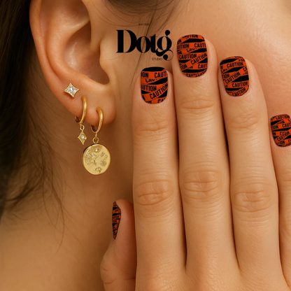 Halloween Caution Nail Wraps DIY Manicure and Pedicure Stickers