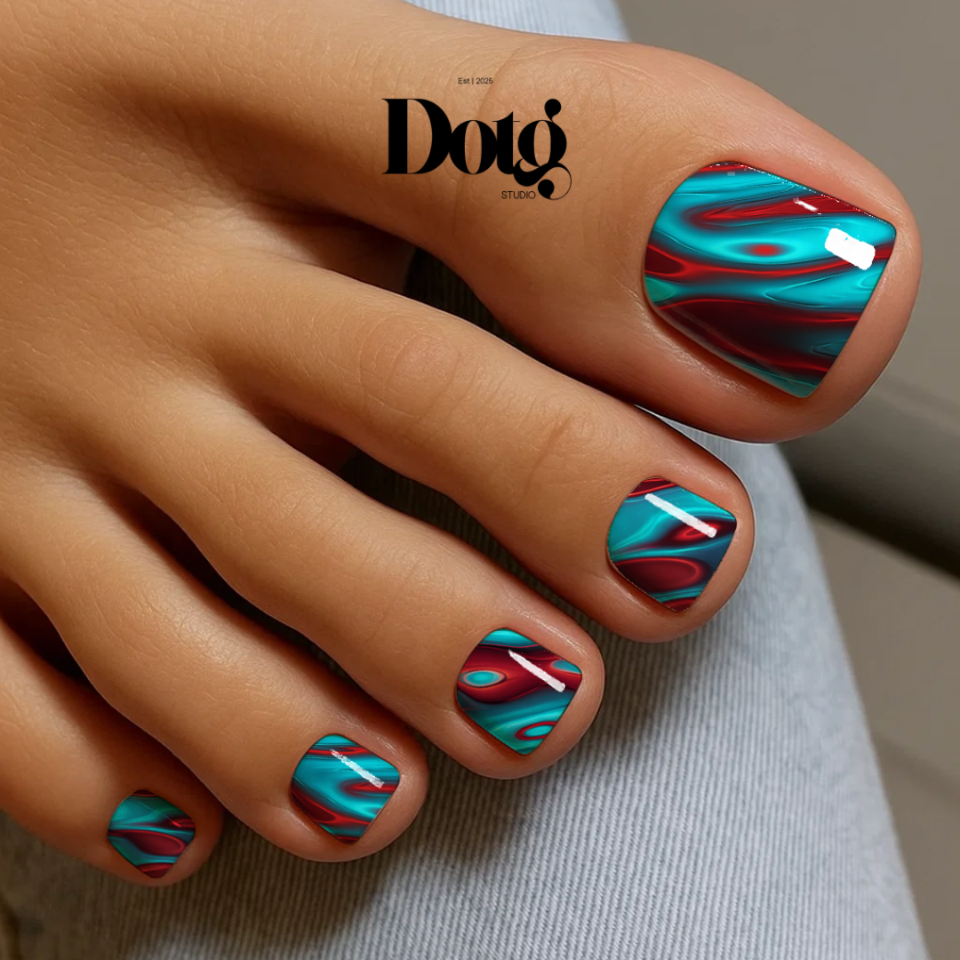 Red Fluid Nail Wraps DIY Manicure & Pedicure Nail Stickers Decal Strips