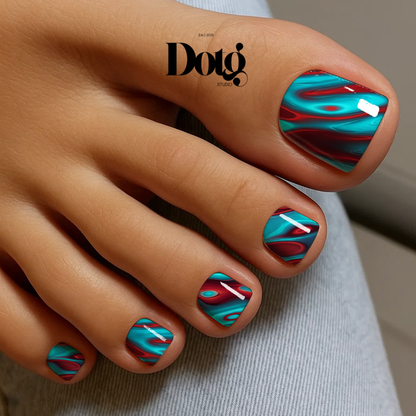 Red Fluid Nail Wraps DIY Manicure & Pedicure Nail Stickers Decal Strips