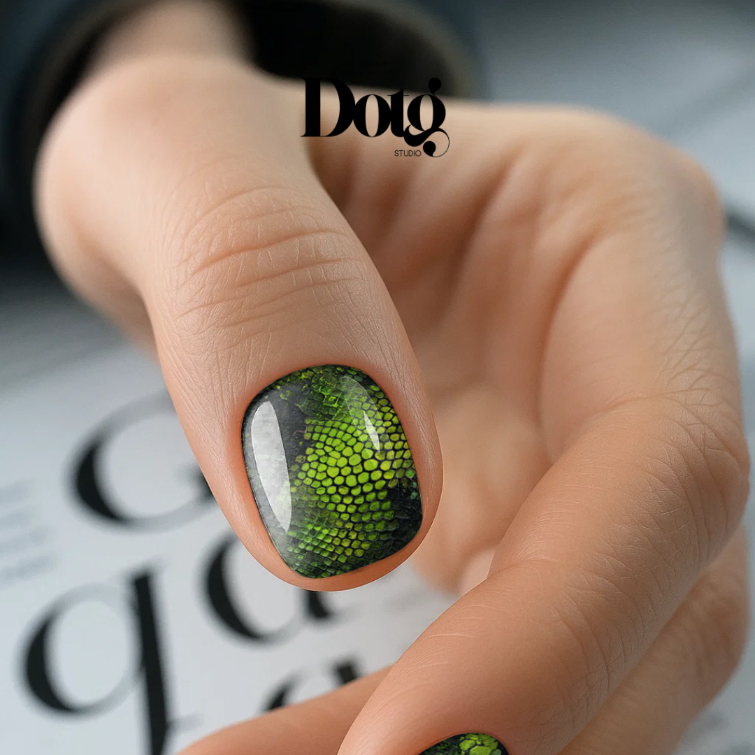 Neon Green Snake Skin Nail Wraps • Reptile Texture Statement Nails  • Pedicure & Manicure Stickers