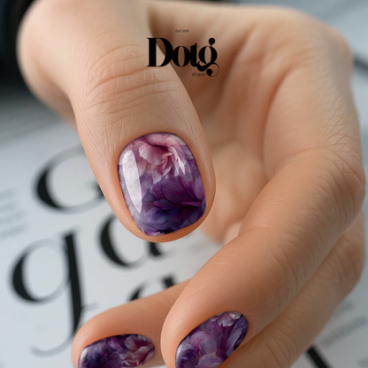 Midnight Petal Print Nail Polish Wraps DIY Manicure & Pedicure Floral Stickers for Gift