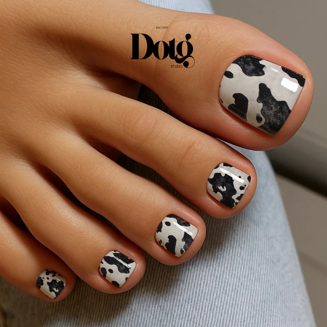 Cow Print Nail Wraps Black White Pattern Long Lasting Gel Alternative Statement Nails