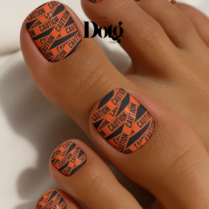 Halloween Caution Nail Wraps DIY Manicure and Pedicure Stickers