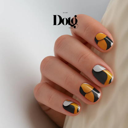Abstract Orange-Black Nail Polish Wraps DIY Manicure Minimal Stickers Nail Decal Strips
