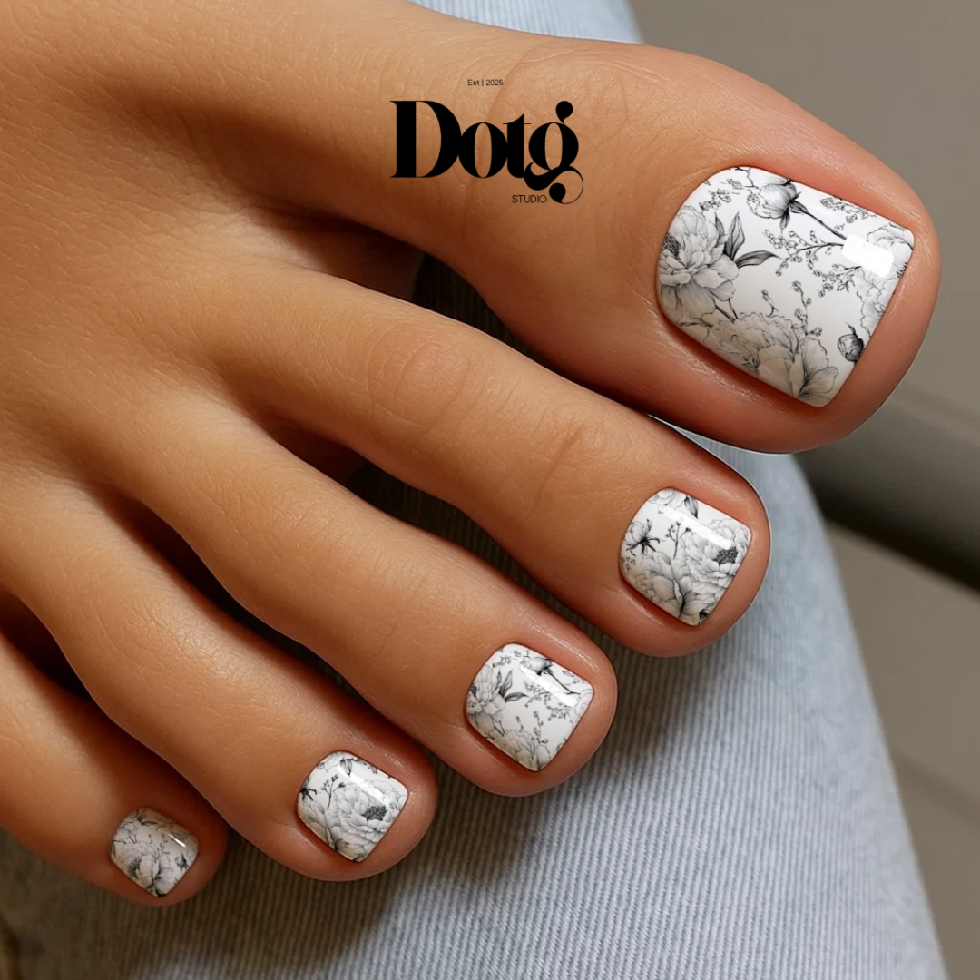 Black Peonies Nail Polish Wraps DIY Manicure and Pedicure Stickers Nail Decal Strips