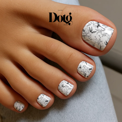 Black Peonies Nail Polish Wraps DIY Manicure and Pedicure Stickers Nail Decal Strips