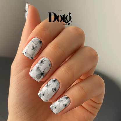 Black Veil Nail Polish Wraps DIY Butterflies Manicure Stickers Nail Decal Strips