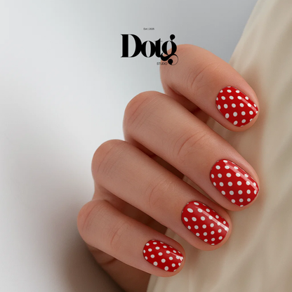 Red Polka-Dot Nail Wraps DIY Manicure Stickers Retro Nail Decal Strips