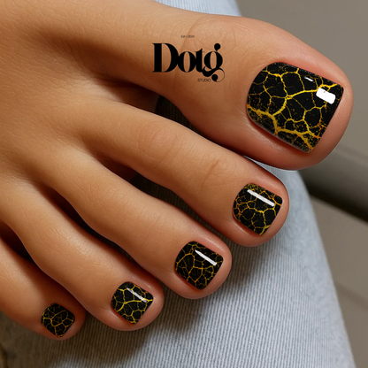 Gold Crackle Stone Nail Polish Wraps DIY Manicure & Pedicure Stickers Nail Decal Strips