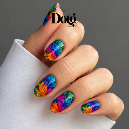 Fantasy Floral Nail Polish Wraps DIY Manicure & Pedicure Neon Garden Stickers Nail Decal Strips