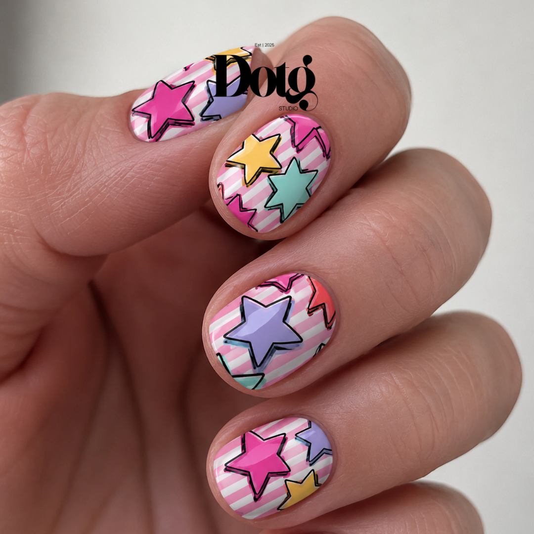 Stars Festival Nail Wraps DIY Manicure & Pedicure Retro Cartoon Nail Stickers Pop Art Strips