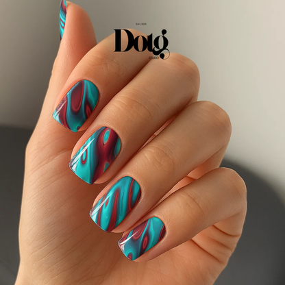 Red Fluid Nail Wraps DIY Manicure & Pedicure Nail Stickers Decal Strips