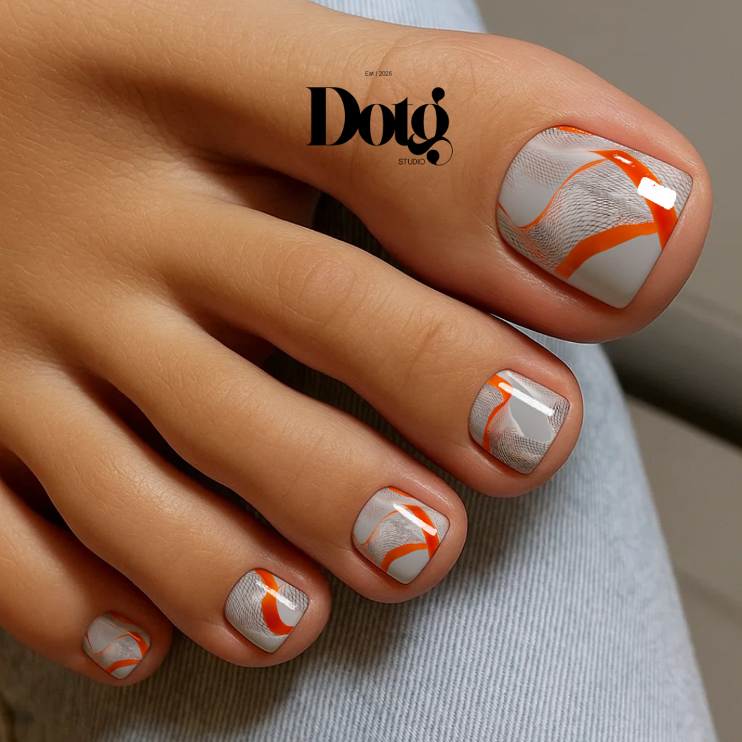 Orange Swirl Nail Wraps • Minimalist Sheer Abstract Strips • Manicure & Pedicure Stickers