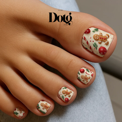 Gingerbread Nail Polish Wraps DIY Christmas Manicure Stickers Nail Decal Strips