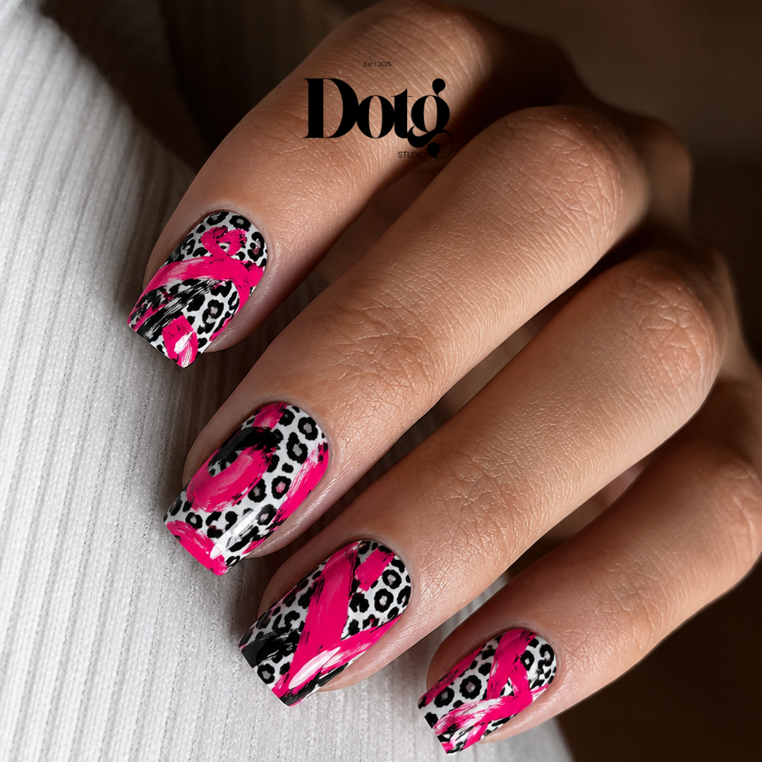 Abstract Leopard Nail Polish Wraps DIY Manicure & Pedicure Fuchsia Vintage Stickers Nail Decal Strips