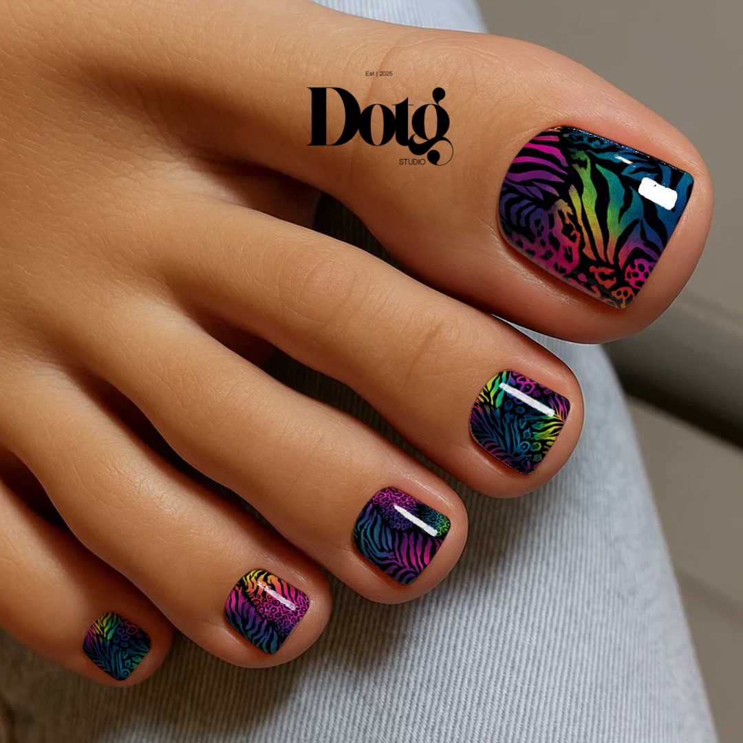Neon Animal Print Nail Polish Wraps DIY Manicure & Pedicure Stickers Nail Decal Strips