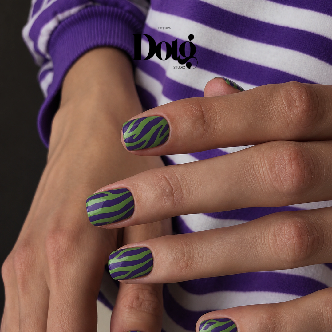 Purple Green Nail Polish Wraps DIY Manicure & Pedicure Animal Print Stickers Nail Decal Strips