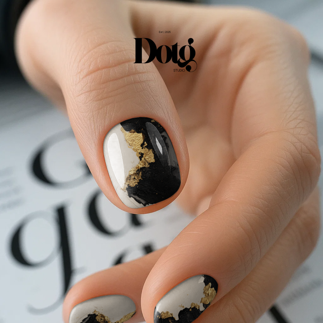 Black Gold Abstract Nail Wraps Luxury Minimalist Manicure & Pedicure Nails Stickers Smoky Marble Design